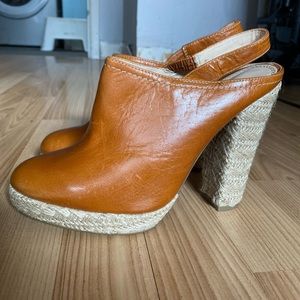 Leather 70’s inspired Sling back heel Clog / Mule